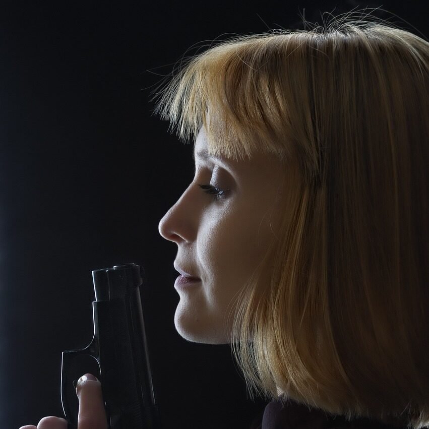 girls, gun, safety, hand, danger, firearm, target, bullet, military, police, black, pistol, magazine, metal, crime, security, shot, weapon, elegance, girl, lady, beauty, face, young